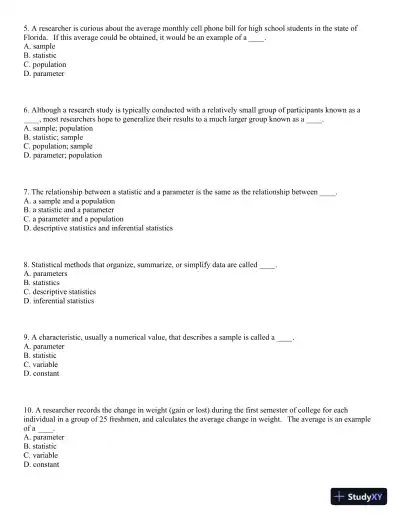Statistics for the Behavioral Sciences, 9th Edition Test Bank - Page 3 preview image