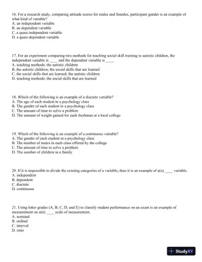 Statistics for the Behavioral Sciences, 9th Edition Test Bank - Page 5 preview image