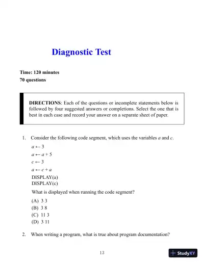 AP Computer Science Principles Premium: 6 Practice Tests + Comprehensive Review + Online Practice (2021) - Page 15 preview image