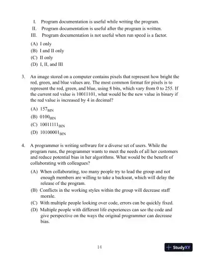 AP Computer Science Principles Premium: 6 Practice Tests + Comprehensive Review + Online Practice (2021) - Page 16 preview image