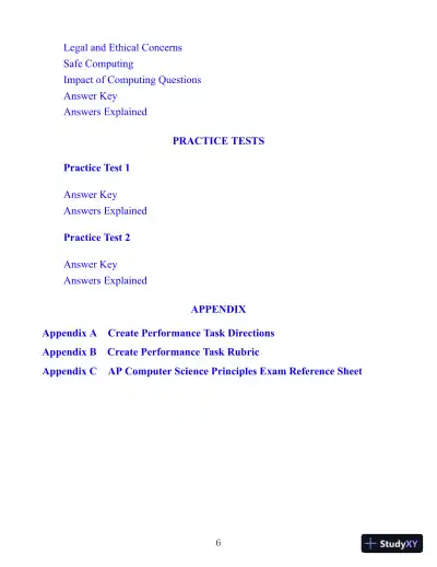 AP Computer Science Principles Premium: 6 Practice Tests + Comprehensive Review + Online Practice (2021) - Page 8 preview image