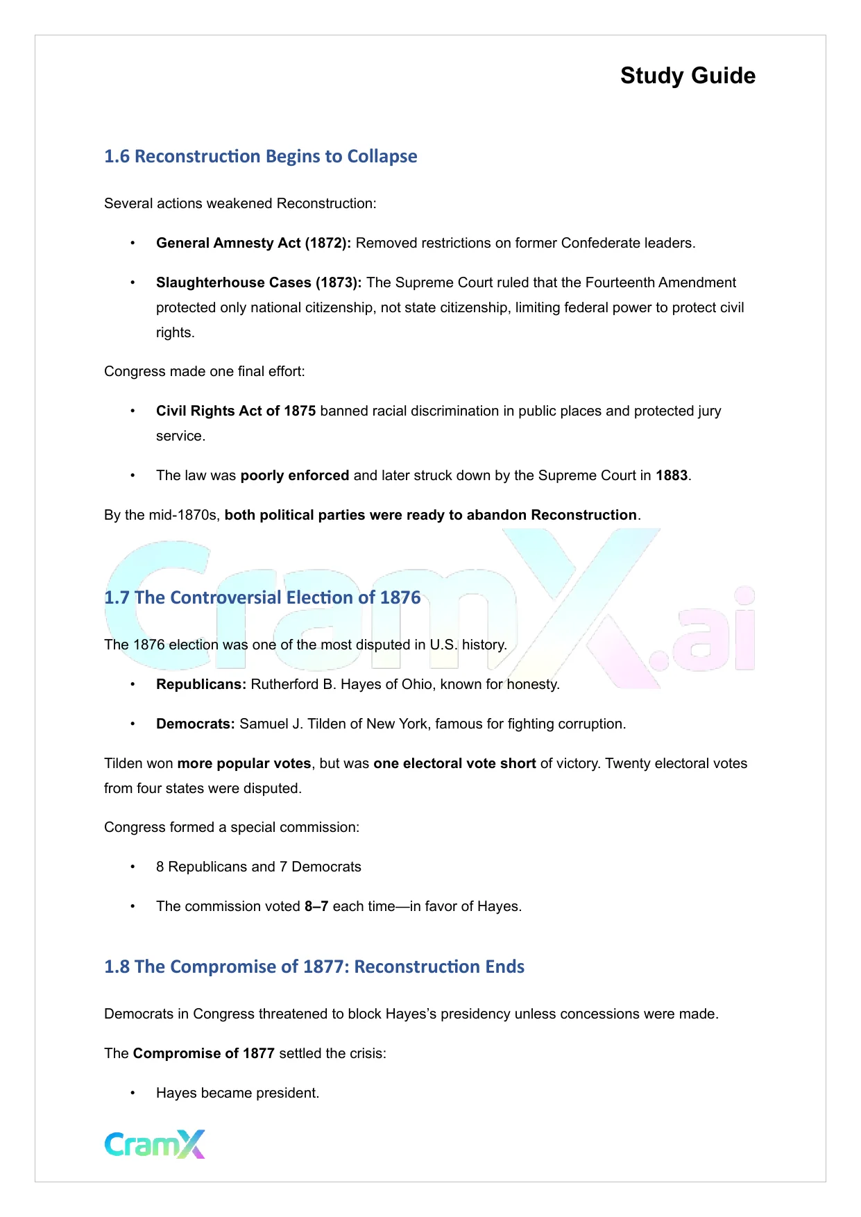 U.S. History I - Era of Reconstruction - Page 3 preview image