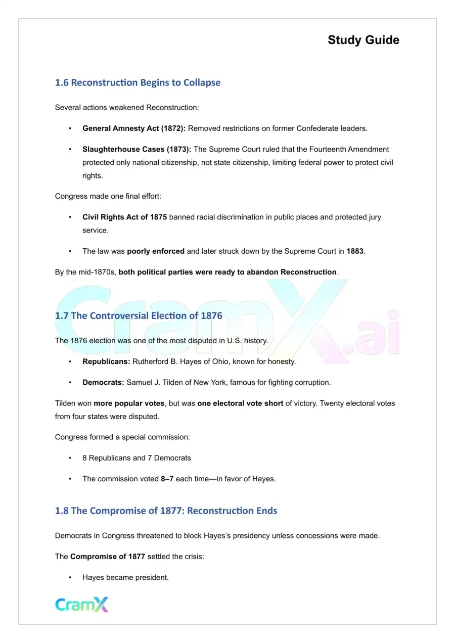 U.S. History I - Era of Reconstruction, page 3