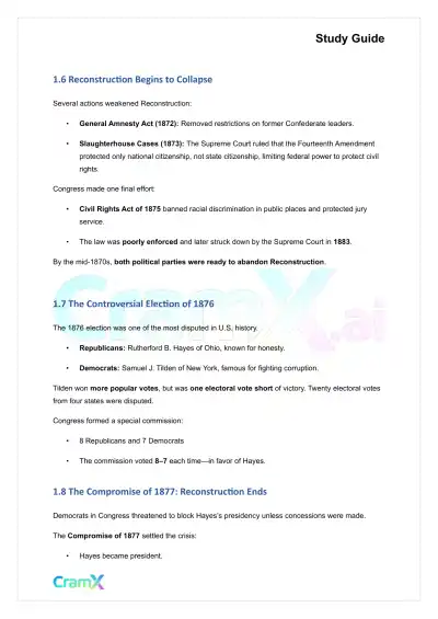 U.S. History I - Era of Reconstruction - Page 3 preview image