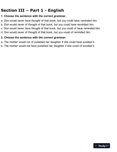 HESI Grammar A2 Exam Testbank With Answers (50 Solved Questions) - Page 1 preview image
