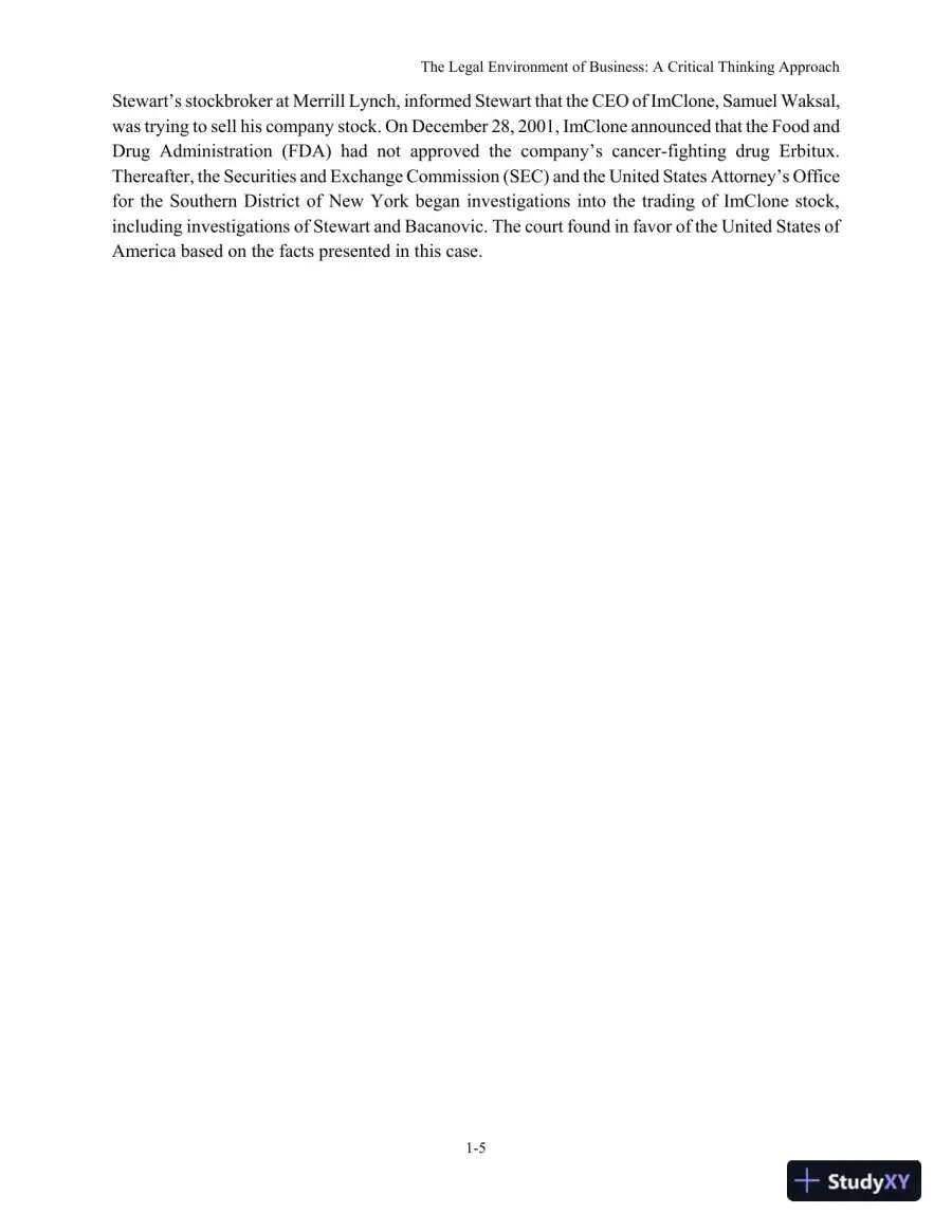 The Legal Environment of Business: A Critical Thinking Approach , 8th Edition Solution Manual, page 6