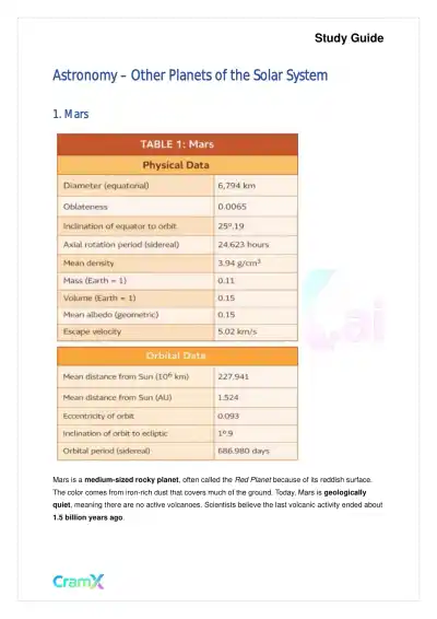 Astronomy - Other Planets of the Solar System - Page 1 preview image