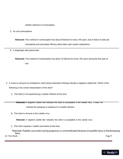 ATI RN Maternal Newborn NGN Proctored Exam with Answers (250 Solved Questions) - Page 10 preview image