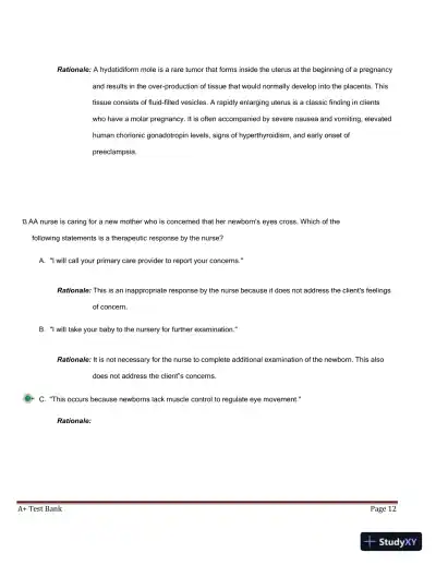 ATI RN Maternal Newborn NGN Proctored Exam with Answers (250 Solved Questions) - Page 13 preview image