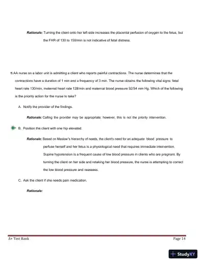 ATI RN Maternal Newborn NGN Proctored Exam with Answers (250 Solved Questions) - Page 15 preview image