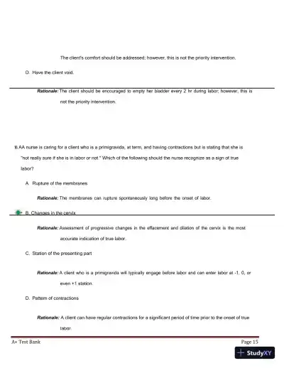 ATI RN Maternal Newborn NGN Proctored Exam with Answers (250 Solved Questions) - Page 16 preview image