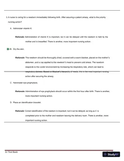 ATI RN Maternal Newborn NGN Proctored Exam with Answers (250 Solved Questions) - Page 4 preview image