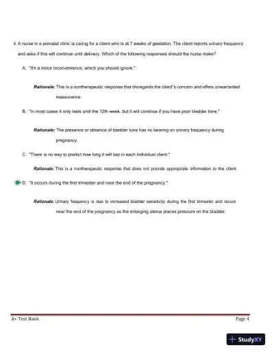 ATI RN Maternal Newborn NGN Proctored Exam with Answers (250 Solved Questions) - Page 5 preview image
