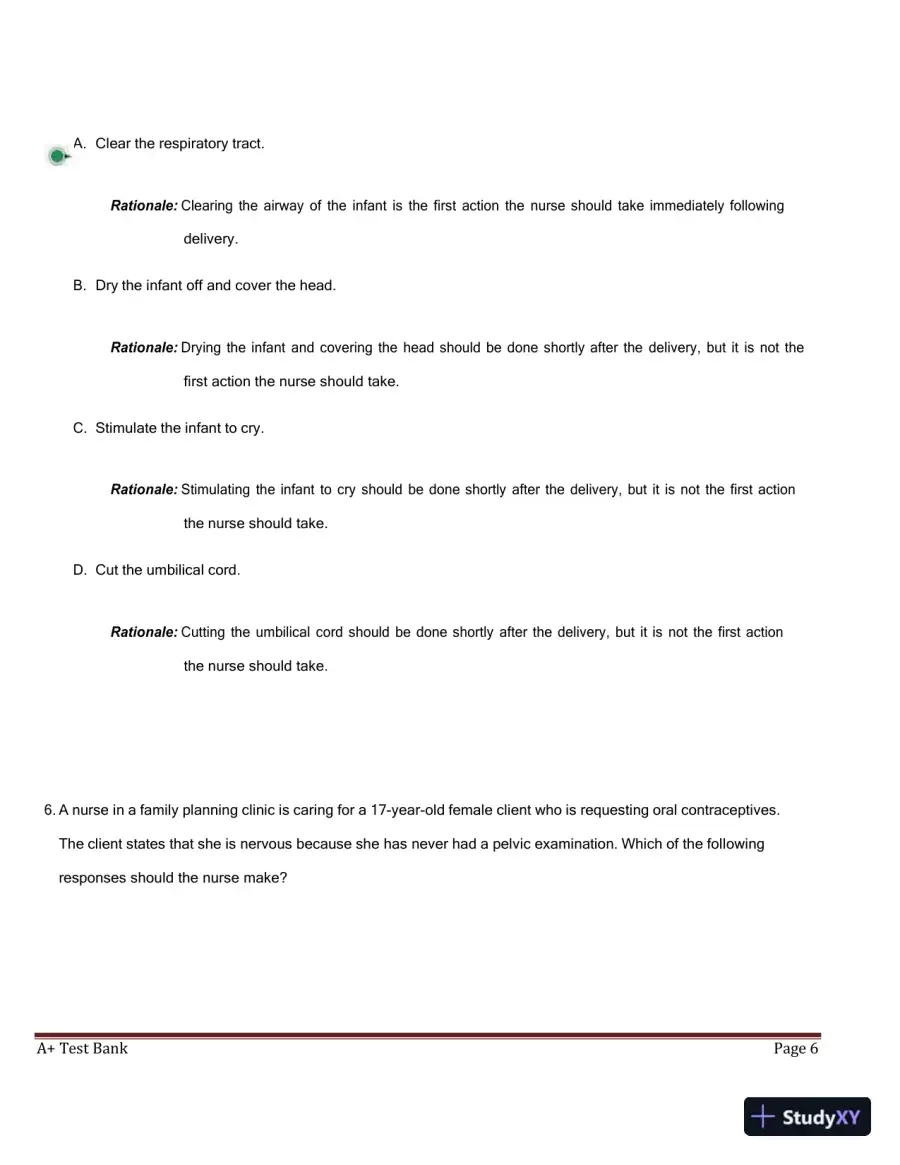 ATI RN Maternal Newborn NGN Proctored Exam with Answers (250 Solved Questions), page 7