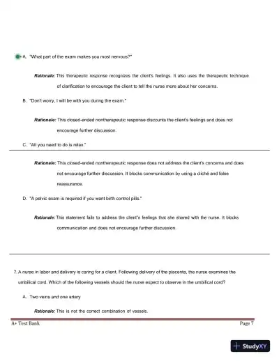 ATI RN Maternal Newborn NGN Proctored Exam with Answers (250 Solved Questions) - Page 8 preview image