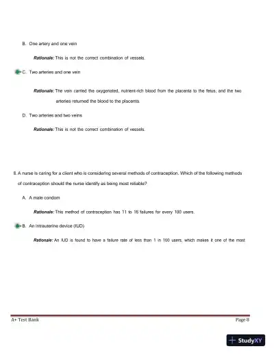 ATI RN Maternal Newborn NGN Proctored Exam with Answers (250 Solved Questions) - Page 9 preview image