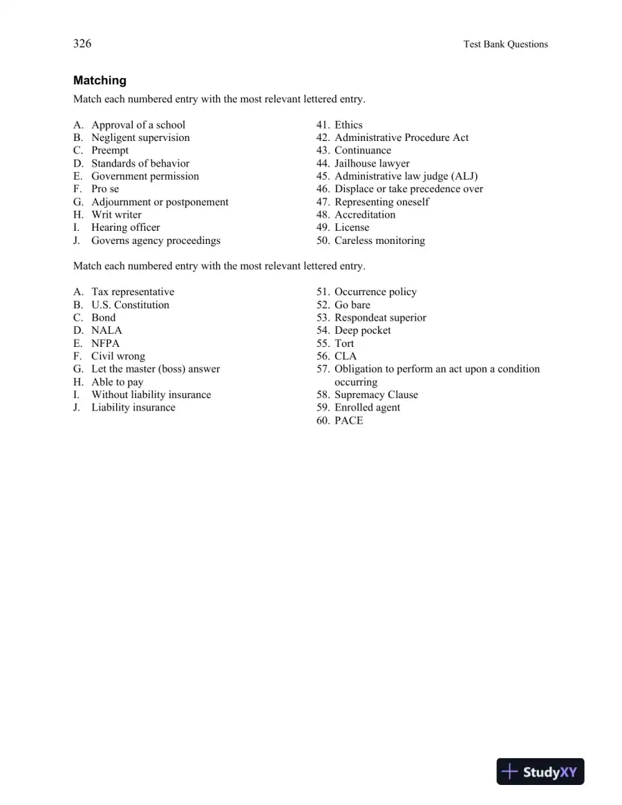 Test Bank for Introduction to Paralegalism: Perspectives, Problems and Skills, 8th Edition, page 11