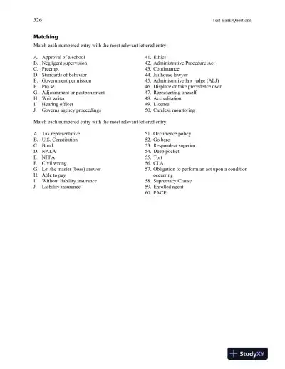 Test Bank for Introduction to Paralegalism: Perspectives, Problems and Skills, 8th Edition - Page 11 preview image