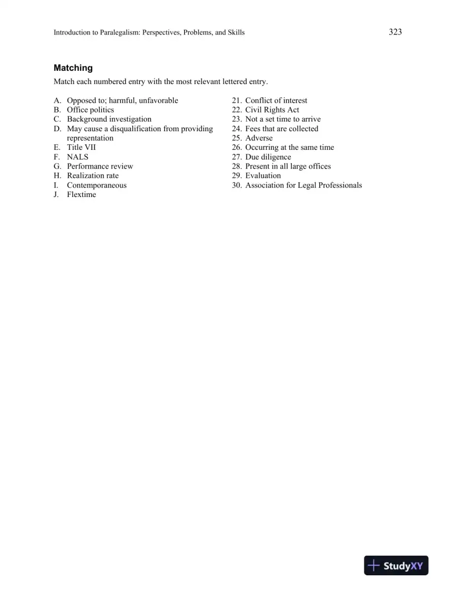 Test Bank for Introduction to Paralegalism: Perspectives, Problems and Skills, 8th Edition, page 8
