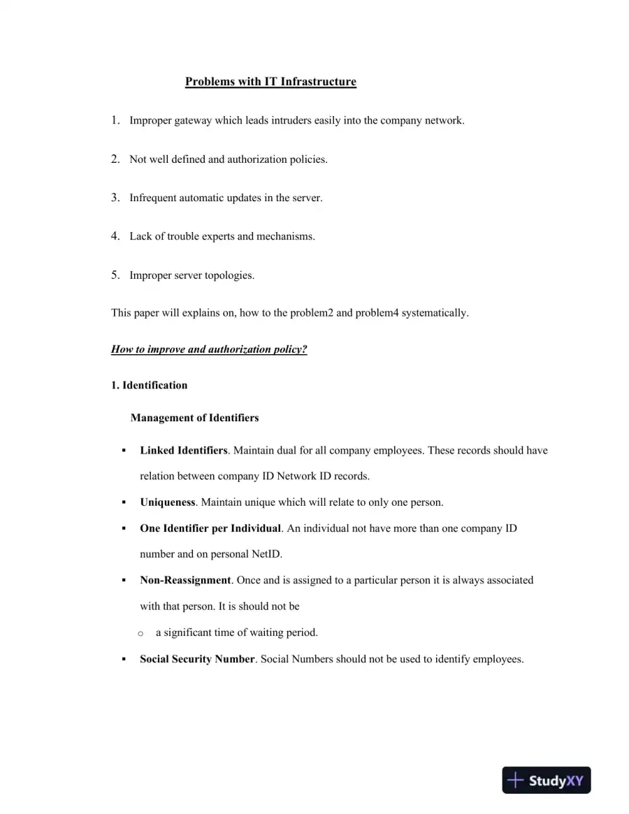 Improving IT Infrastructure: Addressing Authorization Policies and Troubleshooting Mechanisms, page 3