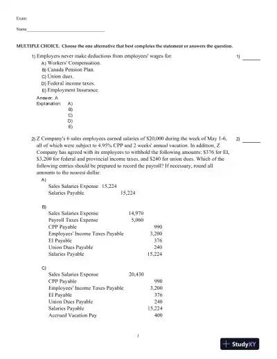 Fundamental Accounting Principles, Vol 1, 15th Edition Test Bank - Page 1 preview image