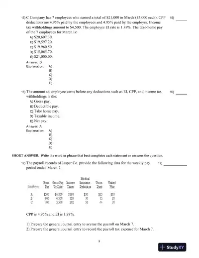 Fundamental Accounting Principles, Vol 1, 15th Edition Test Bank - Page 9 preview image