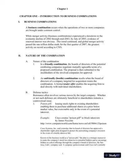 Class Notes For Advanced Accounting, 4th Edition - Page 1 preview image