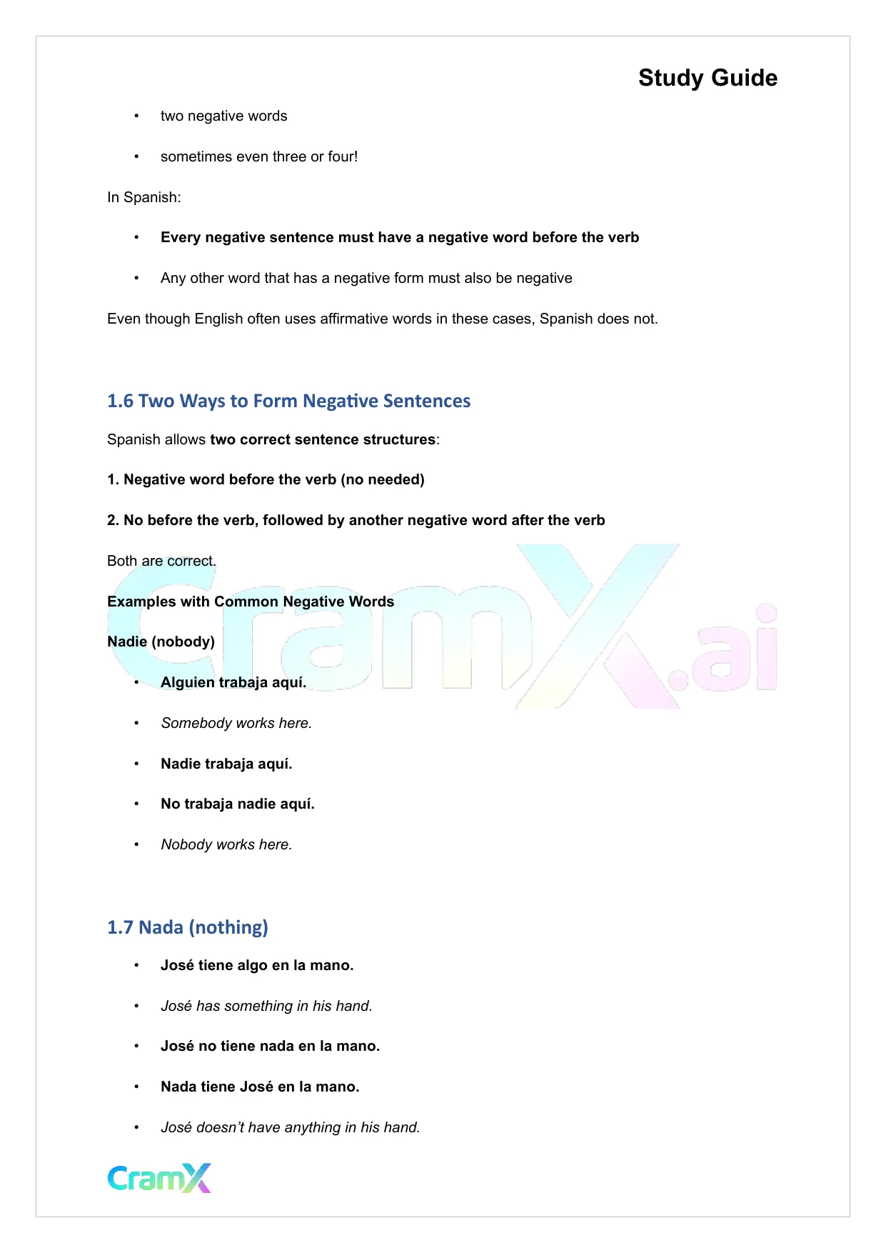 Spanish I - Negatives - Page 3 preview image