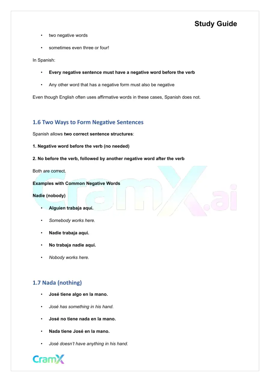 Spanish I - Negatives, page 3