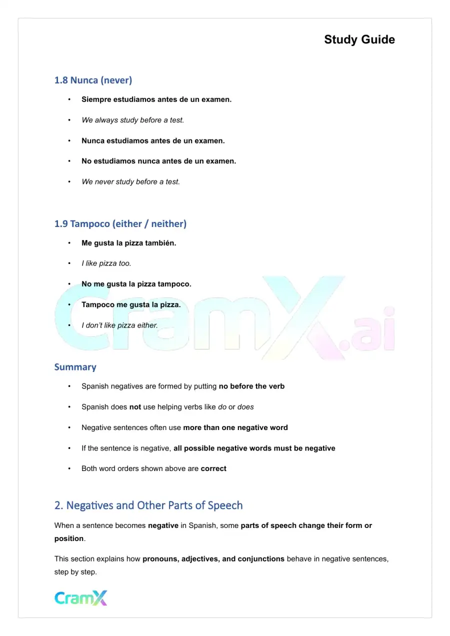 Spanish I - Negatives, page 4