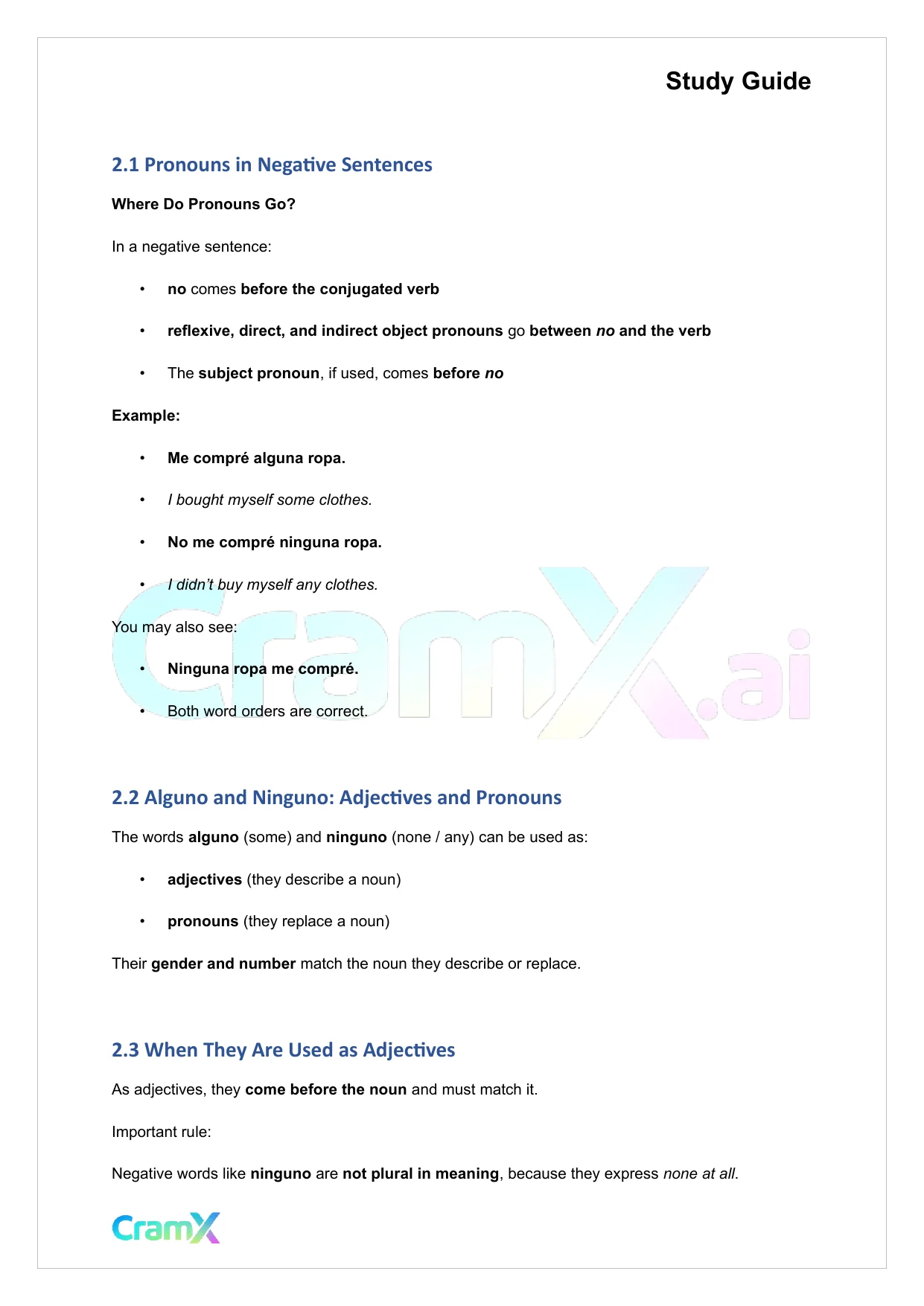 Spanish I - Negatives - Page 5 preview image