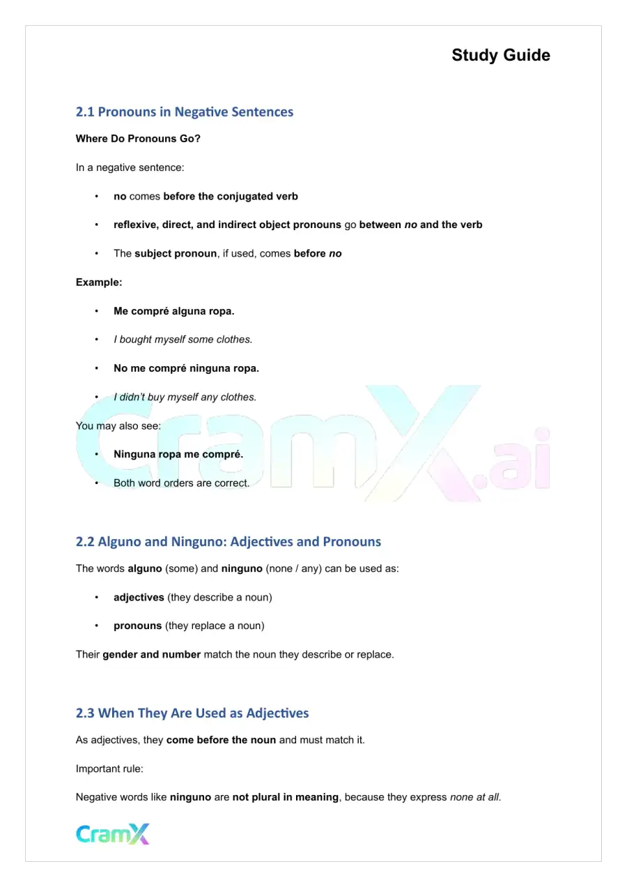 Spanish I - Negatives, page 5