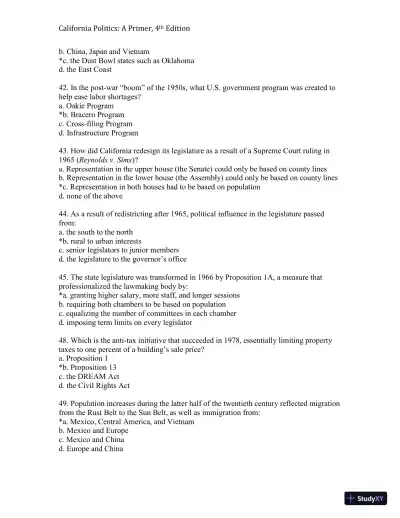 California Politics: A Primer, 4th Edition Test Bank - Page 11 preview image