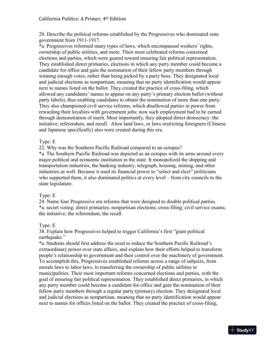 California Politics: A Primer, 4th Edition Test Bank, page 14