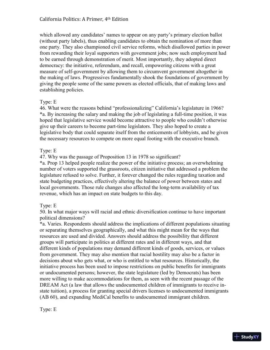California Politics: A Primer, 4th Edition Test Bank, page 15