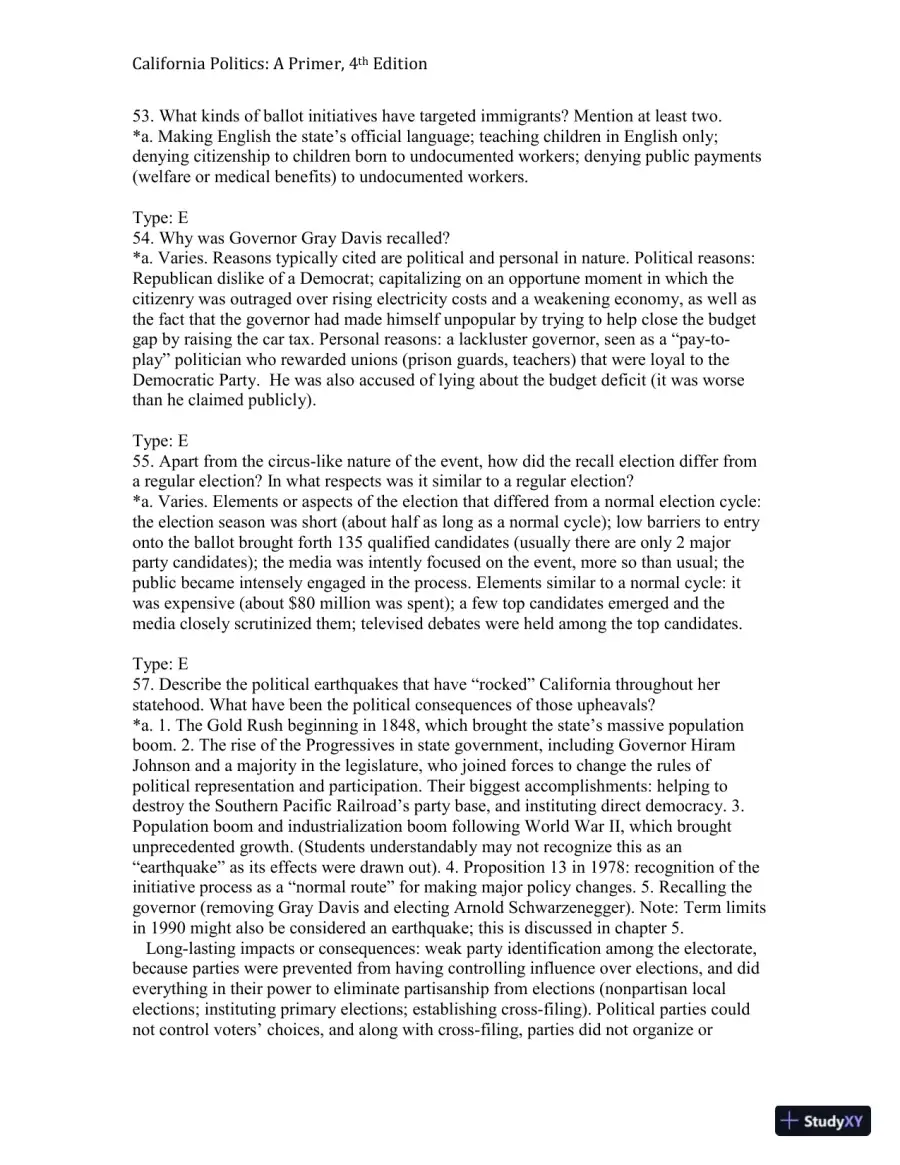 California Politics: A Primer, 4th Edition Test Bank, page 16