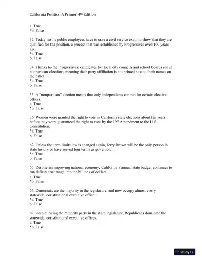 California Politics: A Primer, 4th Edition Test Bank - Page 19 preview image