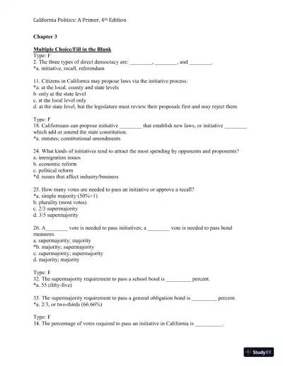 California Politics: A Primer, 4th Edition Test Bank - Page 21 preview image