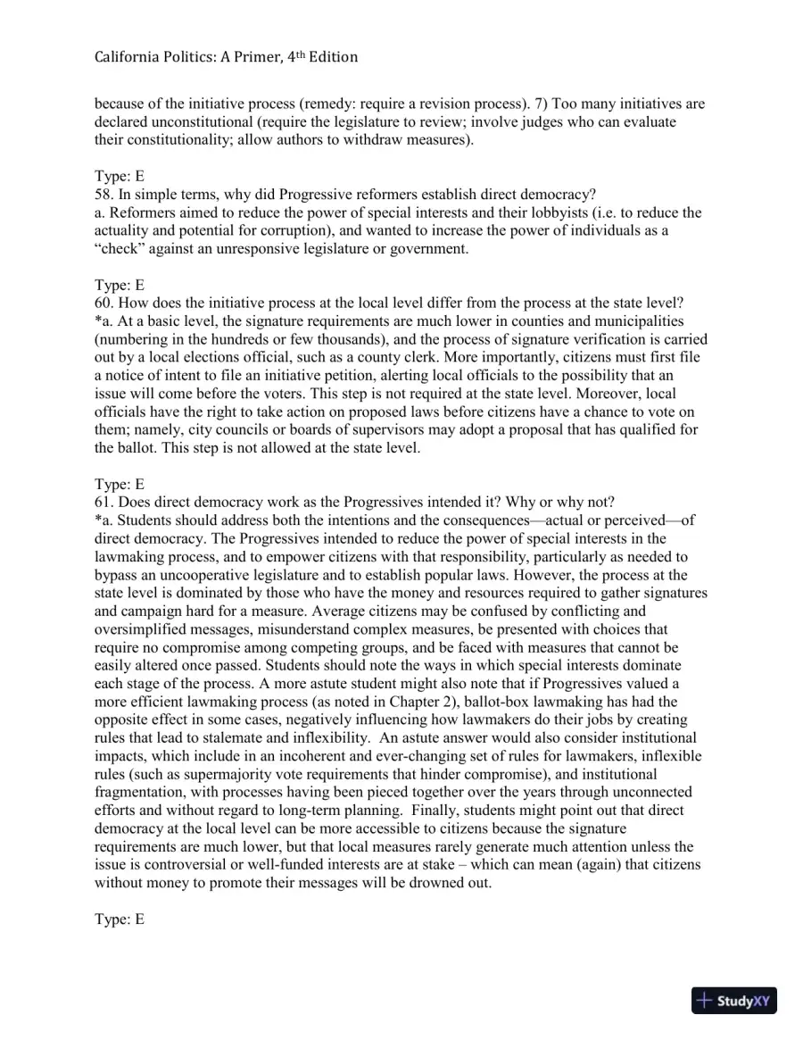 California Politics: A Primer, 4th Edition Test Bank, page 27