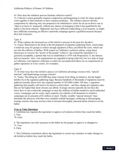 California Politics: A Primer, 4th Edition Test Bank - Page 28 preview image