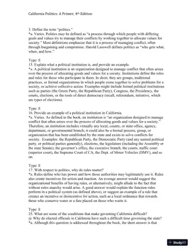 California Politics: A Primer, 4th Edition Test Bank - Page 4 preview image