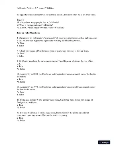 California Politics: A Primer, 4th Edition Test Bank - Page 6 preview image