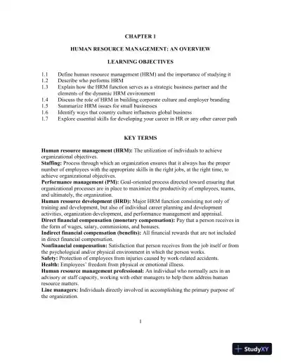 Human Resource Management, 15th Edition Solution Manual - Page 11 preview image