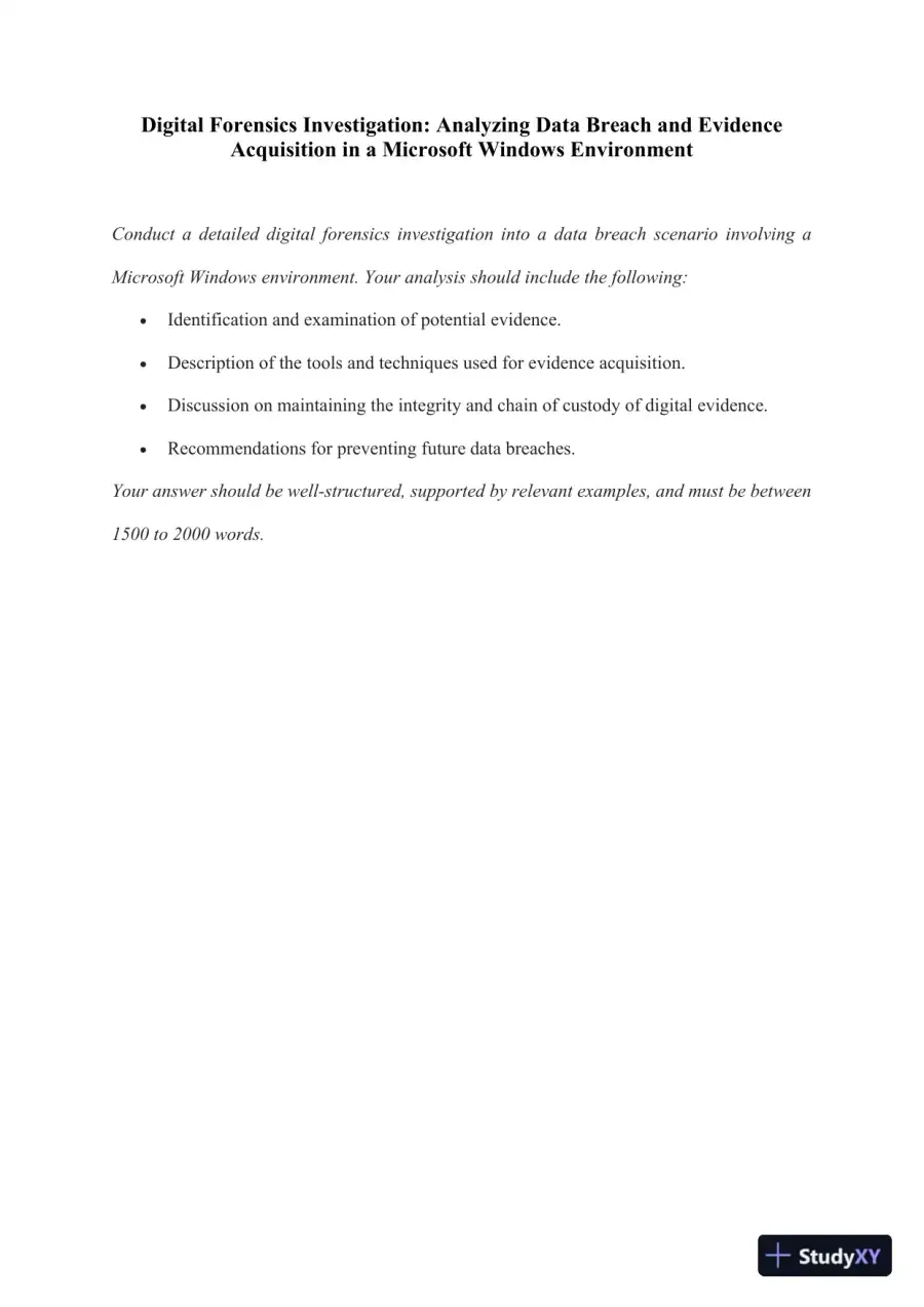 Digital Forensics Investigation: Analyzing Data Breach and Evidence Acquisition in a Microsoft Windows Environment, page 3