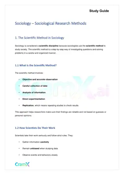 Sociology - Sociological Research Methods - Page 1 preview image