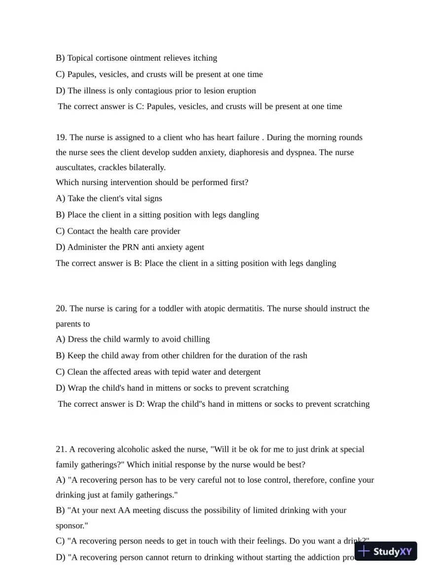 HESI Health Assessment Exit Exam Version 4 With Answers (160 Solved Questions), page 10