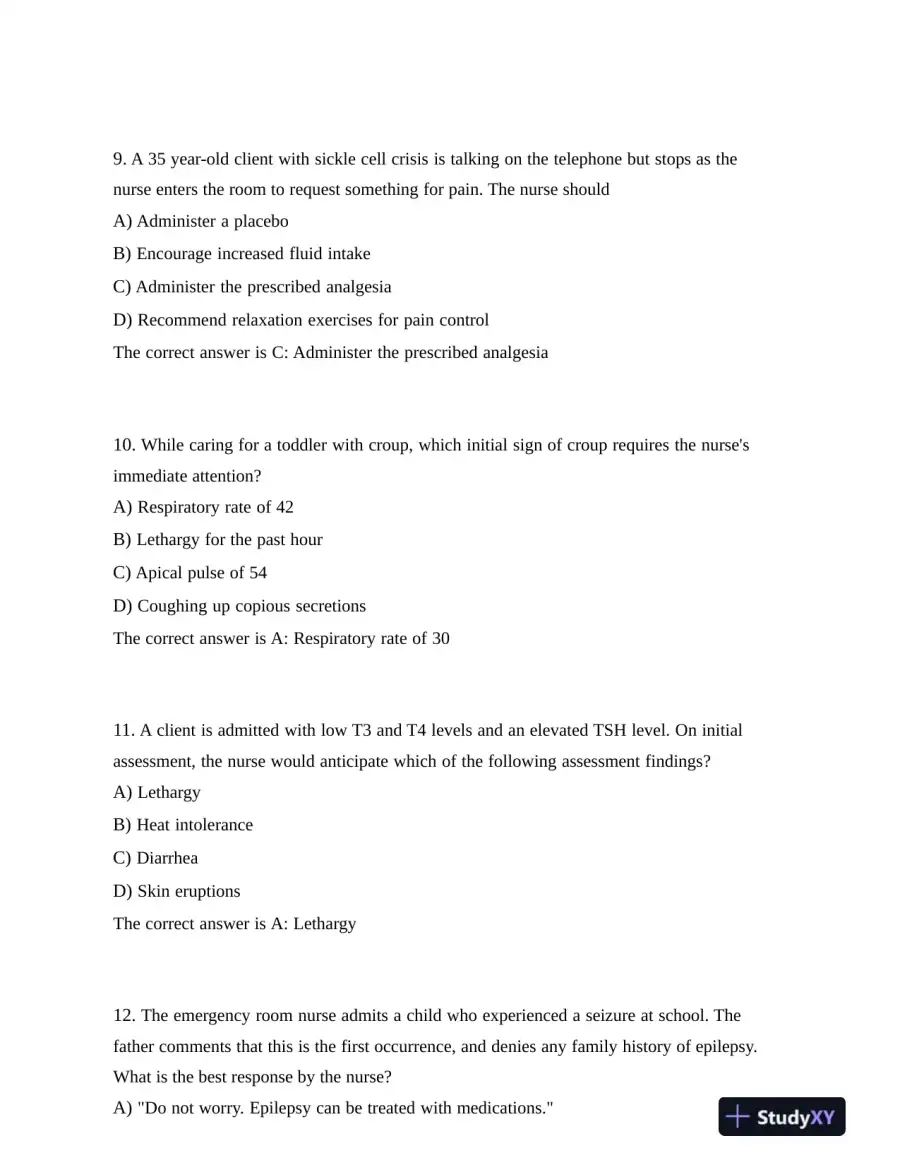 HESI Health Assessment Exit Exam Version 4 With Answers (160 Solved Questions), page 6
