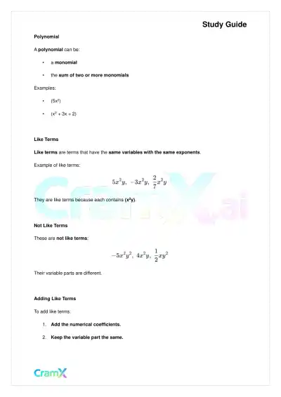 Algebra II - Polynomial Arithmetic - Page 3 preview image