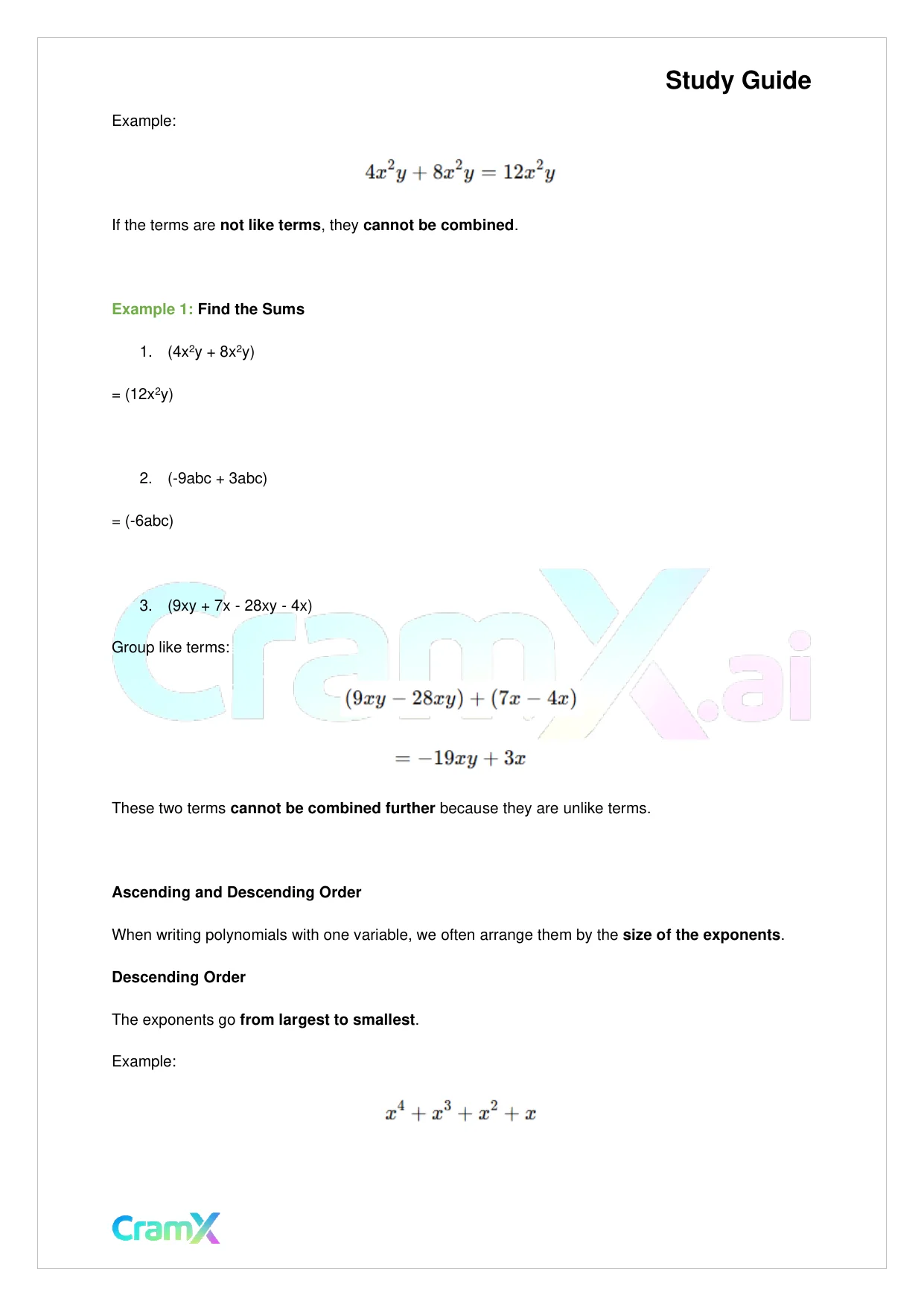 Algebra II - Polynomial Arithmetic - Page 4 preview image