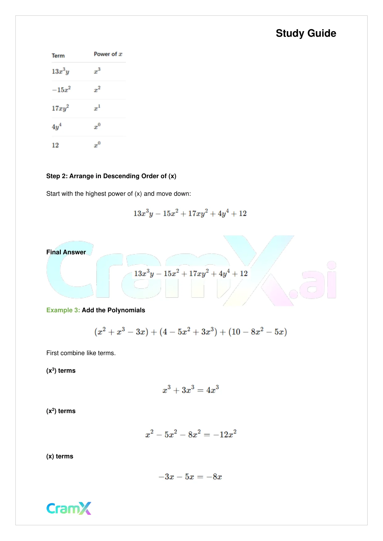 Algebra II - Polynomial Arithmetic - Page 6 preview image